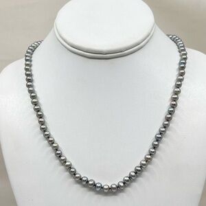 Gold filled 6mm freshwater gray pearl necklace - GM740